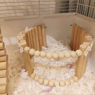 臺灣熱賣 田園風50cm圍欄倉鼠金絲熊玩具蜜袋鼯用品原木帶門圍欄刺蝟造景