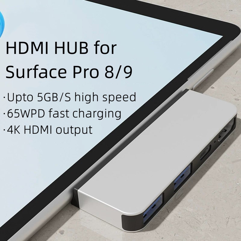 ♛適用微軟Surface Pro8/9擴展塢Type-C接口USB3.0 PD HDMI螢幕