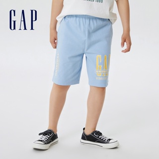 Gap 男童裝 Logo鬆緊短褲 厚磅密織水洗棉系列-淺藍色(663613)