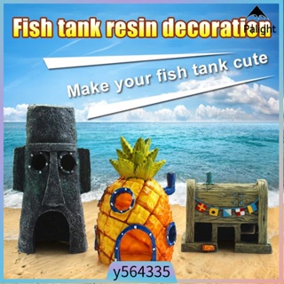 Fish Tank Resin House Aquarium Decor Ornaments Cartoon House