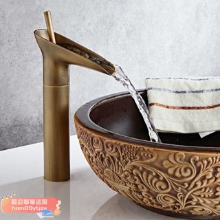 【高品質，蝦皮代開發票】仿古全銅冷熱洗手盆水龍頭洗臉盆浴室衛生間臺上盆單冷瀑布水龍頭 酒店飯店娛樂場所高階大氣水龍頭