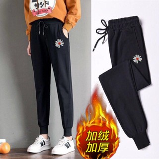 【臺灣出貨】刷毛運動褲 女秋季百搭寬鬆休閒褲ins潮2020新款束腳網紅褲子薄款