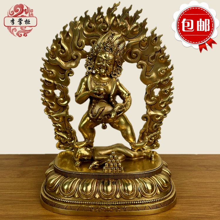 ♤✐✎李掌櫃 尼泊爾密宗藏傳黃銅 新款純銅黑財神佛像五路財神家居擺件結緣