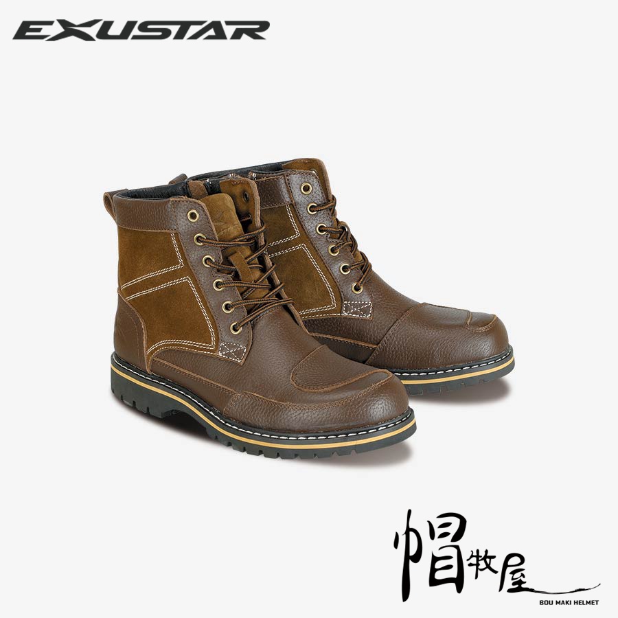 【帽牧屋】EXUSTAR E-SBT323 休閒 車靴 防滑底 皮革 防摔靴 短靴 咖啡