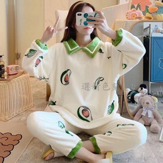 蘭色優選✨秋冬睡衣大尺碼 珊瑚絨睡衣女冬季加厚加絨可愛套裝法蘭絨公主風女士家居服秋冬天