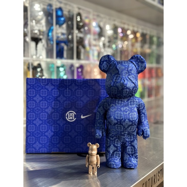 BE@RBRICK 庫柏力克熊 bearbrick  CLOT 聯名 藍絲綢 400%+100% 陳冠希 NIKE