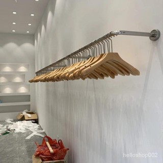 可開發票 服裝店展示架上墻掛衣桿不銹鋼拉絲女裝陳列架童裝店貨架壁掛衣架