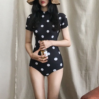 💄 泡芙少女 ❤ 連體游泳衣女2020年新款泡溫泉復古時尚韓國ins保守學生遮肚顯瘦