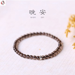 水晶手鍊 手環 超細原創黑曜石手鏈女細手鏈石榴石紫水晶茶水晶簡約抖音同款4mm