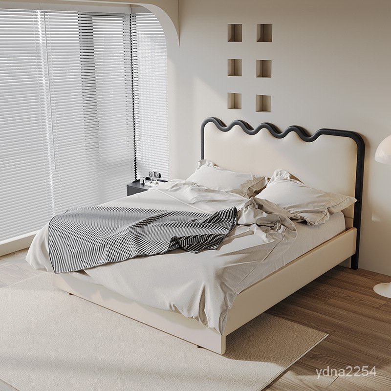 【King&amp;Queen】山姆傢具#床 床架 雙人床架法式漣漪奶油風1.8米主臥雙人單人床架 雙人床 高架床 掀床 臥室床