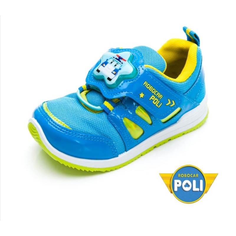 【POLI 波力】童鞋 男童＜220&gt;電燈運動鞋/抗菌輕量透氣 正版台灣製慢跑鞋(POKX10326藍)