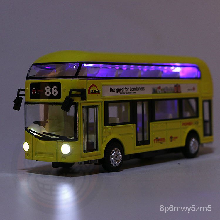 免運🔥巴士模型 模型車 玩具車 閤金巴士模型 複古雙層倫敦大巴 迴力公交車聲光玩具 客運車 鐵車