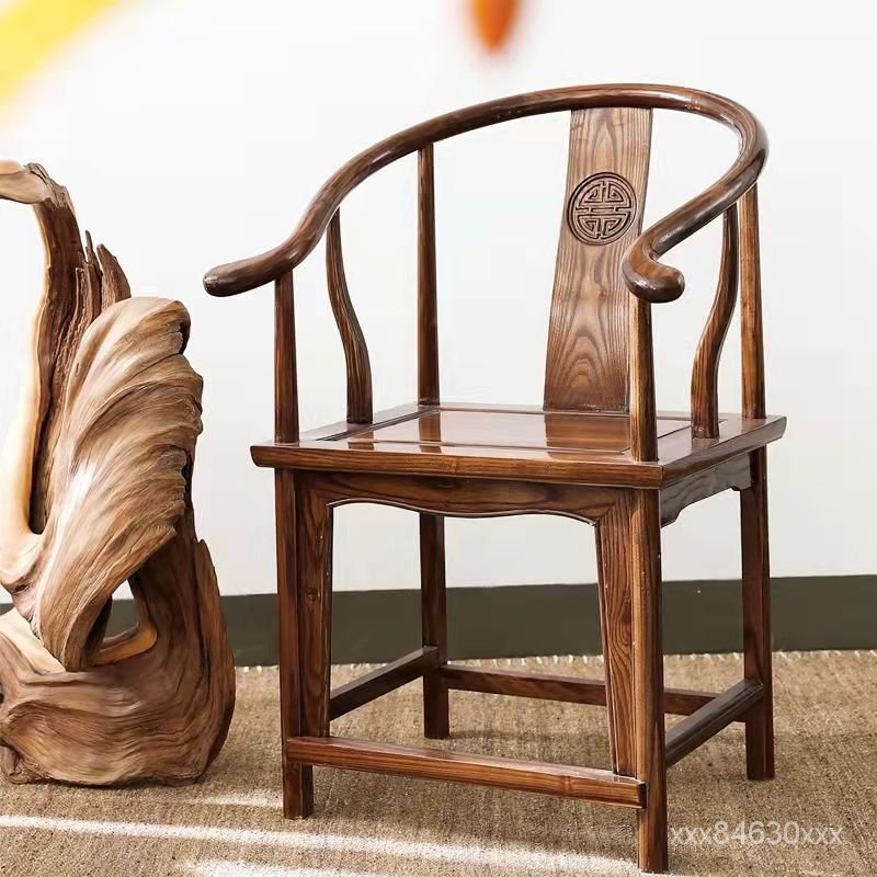 椅子 餐椅 實木椅子客廳椅子實木圍椅圈椅仿古傢具實木傢具實木牛角椅茶道椅
