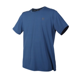 FIRESTAR 男彈性圓領短袖T恤(慢跑 路跑 涼感 運動 上衣「D2033-98」 靛藍灰
