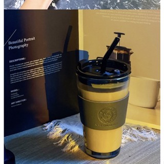 現貨免運 玻璃吸管杯 450ml容量咖啡隨行杯 吸管水杯 環保杯 大象杯 玻璃水壺 ins雙飲玻璃杯 保溫杯