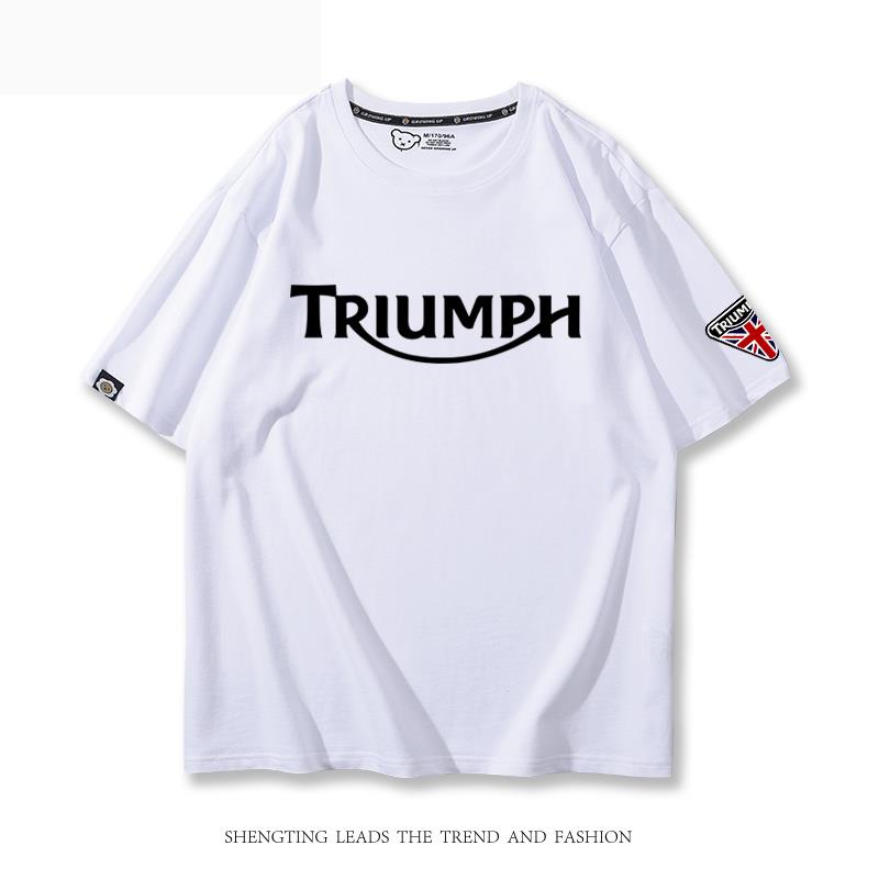 凱旋Triumph摩托廠隊機車服男士短袖t恤夏季車友會印花衣服可定制