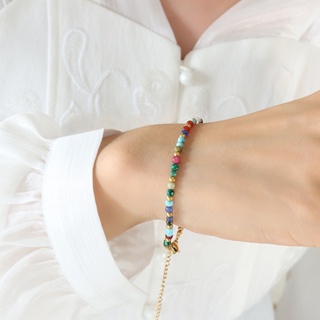 純鋼手鍊 彩色水晶天然石串珠手鏈－DUSHA ACCESSORY 杜莎飾品