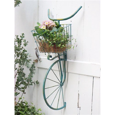 【優質特惠】自行車花架庭院鐵藝花籃墻壁掛件戶外花園陽臺墻面裝飾布置擺件