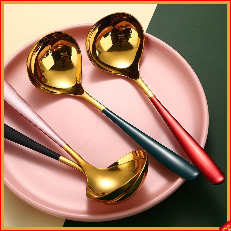 🍭筷子 湯勺套組 304不銹鋼勺子火鍋湯勺家用加深加厚大號調羹勺長柄湯匙喝粥勺大