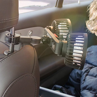 汽車後風扇usb雙頭電風扇汽車後排座椅小充電風扇360度調節強力風扇通用
