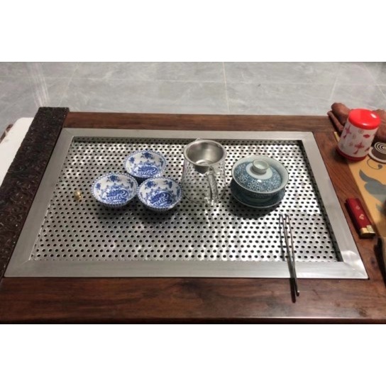 304定制茶盤嵌入式蓋板加厚不銹鋼茶桌中間漏水茶板茶幾濾水板面
