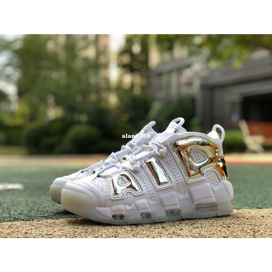 Nike Air More Uptempo Chrome 大Air液體銀 白銀 皮蓬 籃球鞋 917593-100