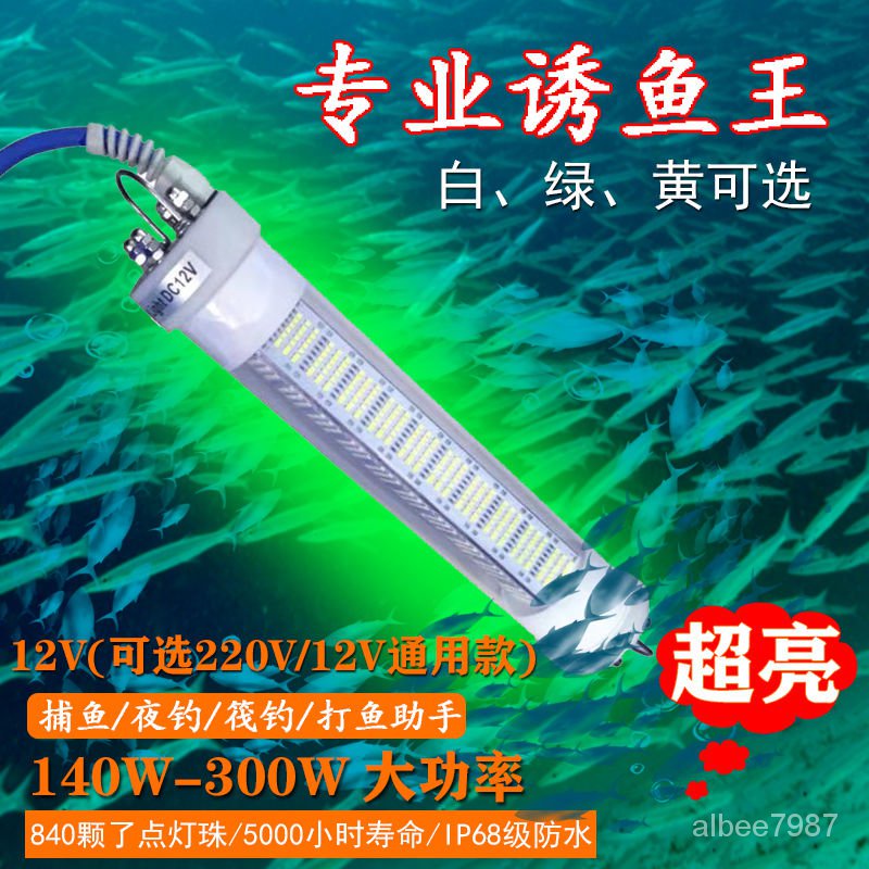 300瓦綠光LED水下釣魚燈出海誘魚燈捕魚燈集魚燈聚魚燈擡網燈防水