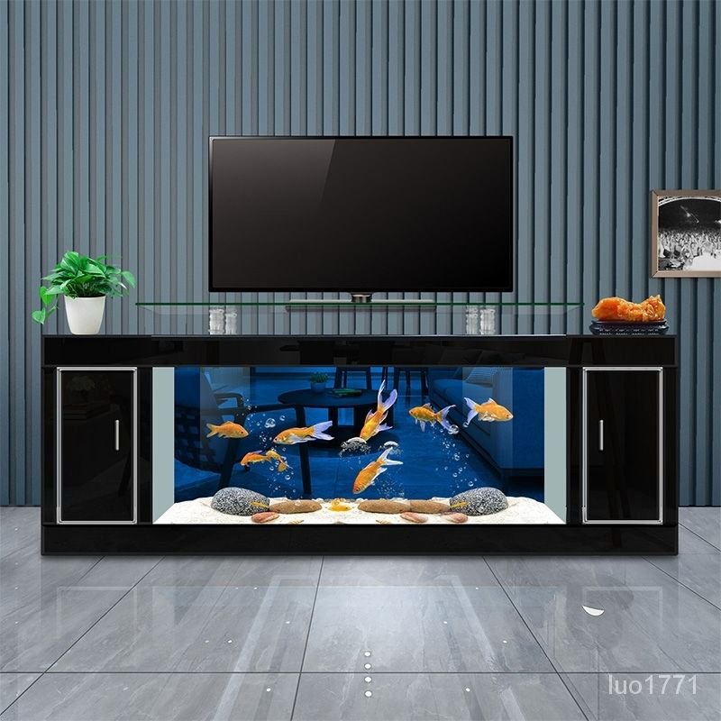 免運【可開發票】電視櫃魚缸 客廳魚缸 傢用電視櫃 落地魚缸 大型魚缸 生態造景魚缸 玻璃魚缸 中型電視櫃 超白金魚烏龜缸