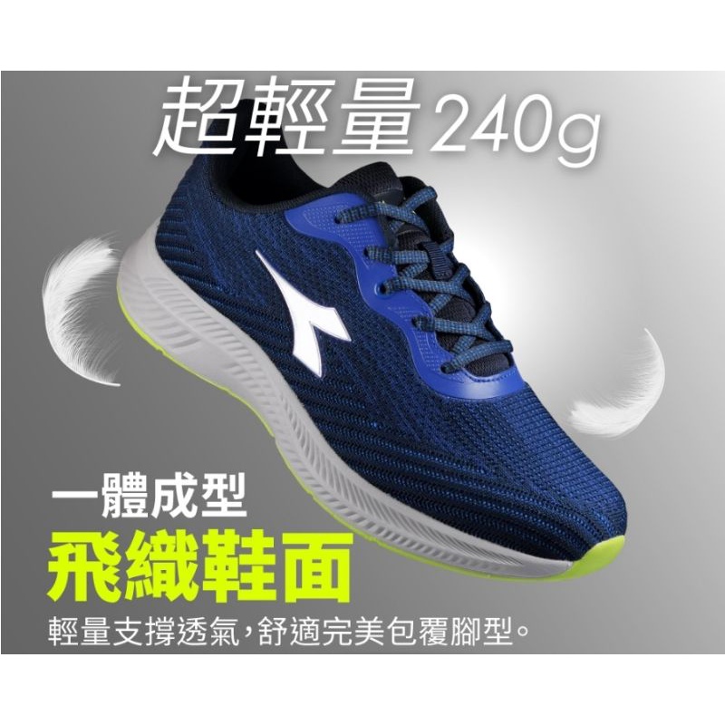 DIADORA 男鞋 寬楦 輕量透氣 回彈緩震 減壓吸震 專業輕量慢跑鞋(71321 藍)