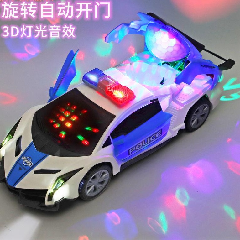 夏天花園 兒童電動跳舞車玩具 變形旋轉萬向警車 男孩汽車玩具 抖音同款兒童小孩女孩燈光音樂汽車模型##囎