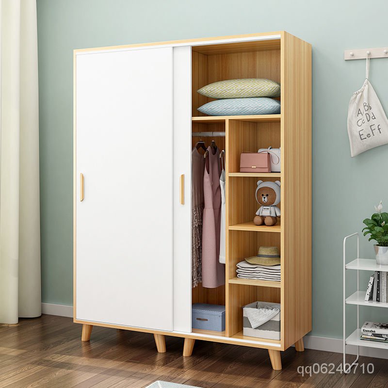 【免運】衣櫃推拉門現代簡約傢用臥室實木質經濟型簡易掛衣櫃出租房用衣櫥