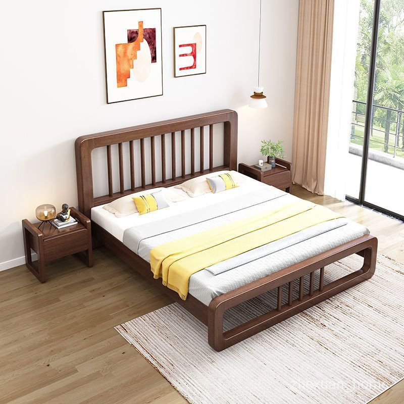 實木床現代簡約1.8米出租房雙人床主臥1.2米傢用經濟型單人床床架