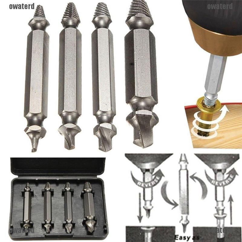 4PCS Speed Out Screw Extractor Drill with Box Bits Tool Brok