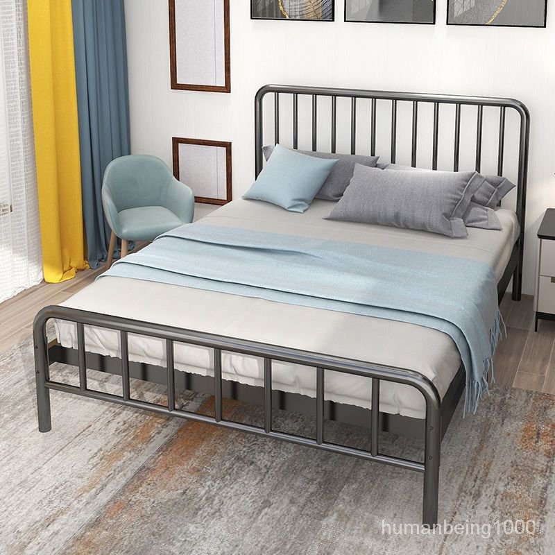 萬達木業 鐵藝床雙人床鐵床單人1.5米1.8北歐鐵架床1.2現代簡約ins網紅床架 上下舖床架 高架床 雙人床架 上下床