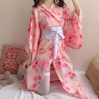 cosplay 服裝 櫻花和服睡袍 日系軟妹小個子女春秋束腰七分袖睡衣家居服可愛睡裙 日系日式甜美和服 日式浴衣連