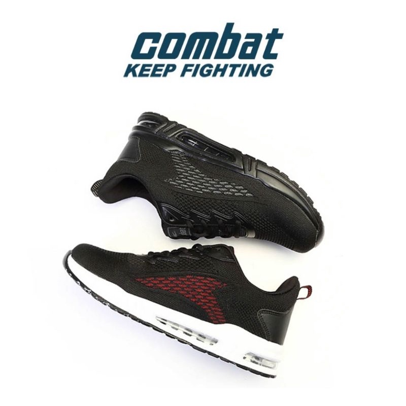 COMBAT 艾樂跑男鞋 輕量透氣 回彈緩震減壓 氣墊慢跑鞋  黑紅色 黑灰色 22590