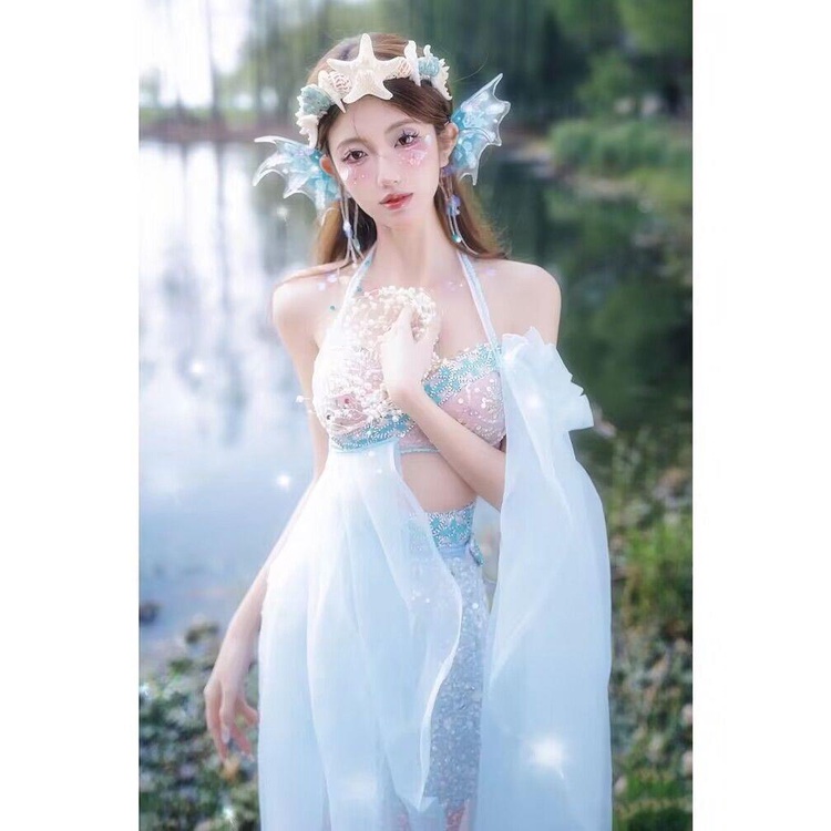 人魚比基尼系列 人魚公主寫真服裝海邊度假仙人魚姬精靈唯美攝影服裝