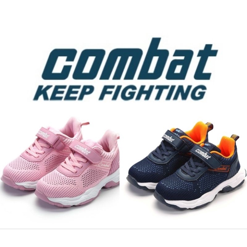 COMBAT 艾樂跑童鞋 寬楦 魔鬼氈 輕量透氣 耐磨防滑 運動鞋 藍色 粉色TD6314