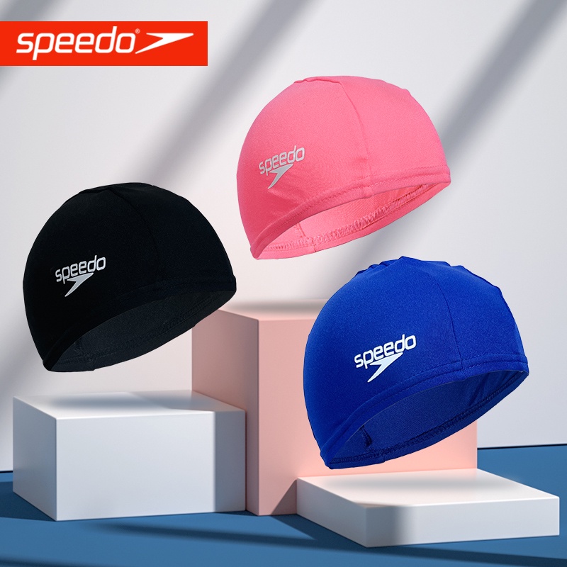 speedo速比濤兒童布泳帽舒適不勒頭透氣大號布料男女童專業游泳帽