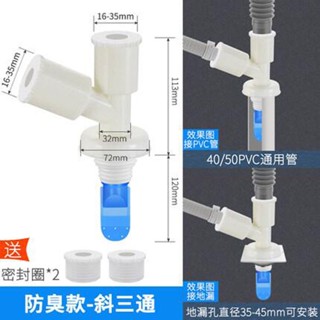 熱賣低價/40/50PVC下水道管廚房洗衣機排水軟管專用防臭溢水三頭三通雙彎頭/優品