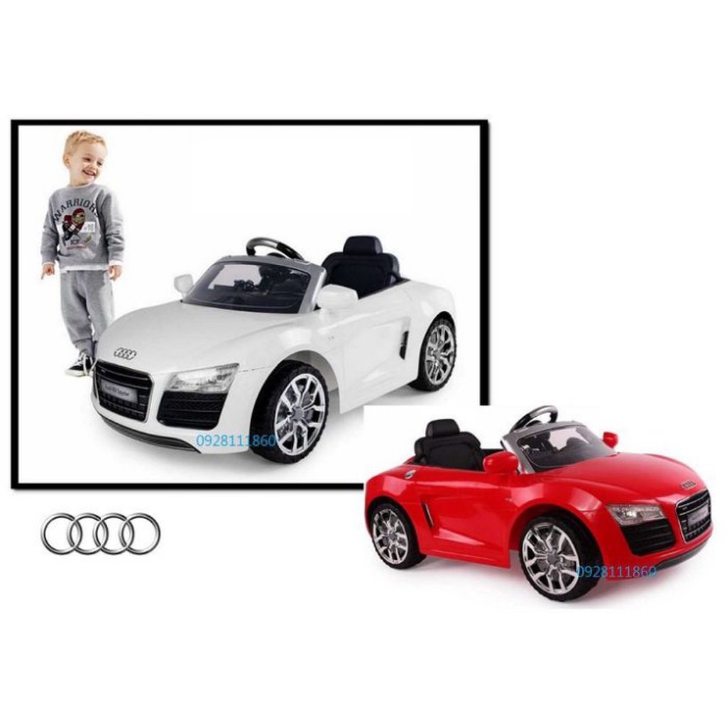 原廠授權奧迪Audi R8 兒童電動車(附搖控器)兒童乘坐搖控電動車兒童超跑俱樂部生日禮物紅色白色