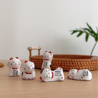 日式 和風 招財貓 陶瓷 筷架 創意 個性 可愛 小貓咪 筷子 托 家用 餐具 筷枕