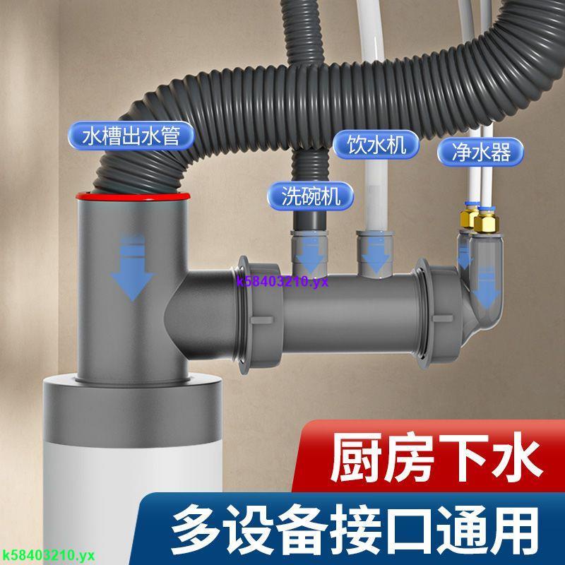 #好貨優選#家韻廚房下水管三通下水道水槽洗碗機排水管分水凈水器多功能接頭