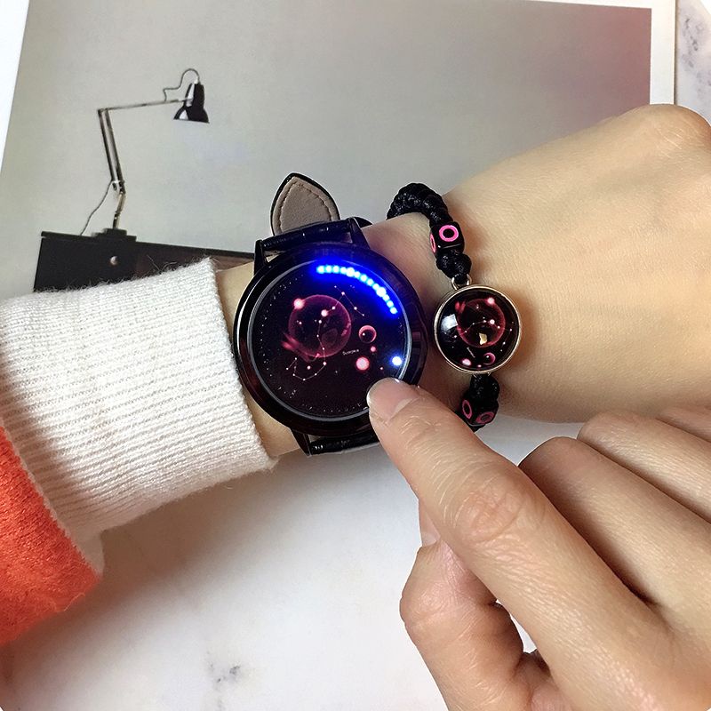 十二星座觸摸屏手表led 男女學生情侶韓版創意個性發光防水電子表
