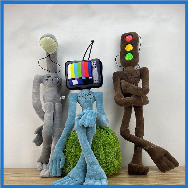 🎇免運🎇55cm動漫scp警笛頭 毛絨玩具 可彎曲公仔怪物 恐怖電視 紅綠燈