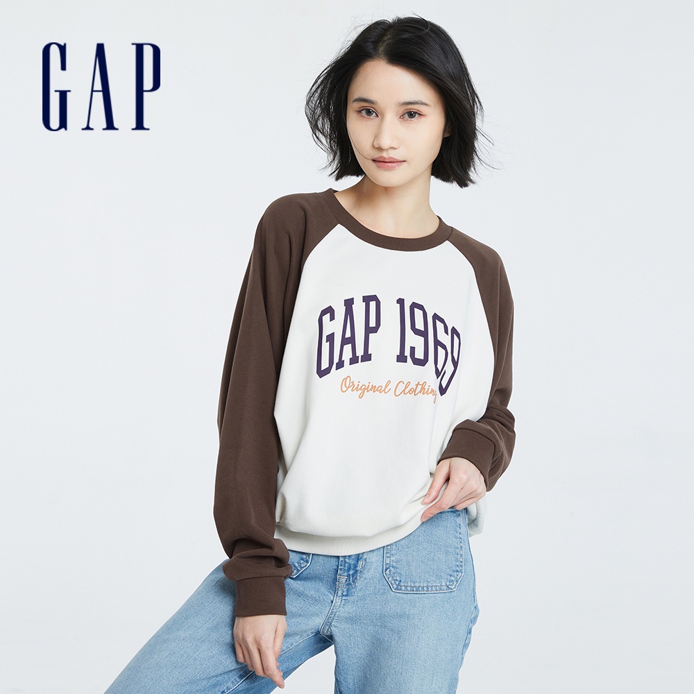 Gap 女裝 Logo印花大學T-棕色(818984)