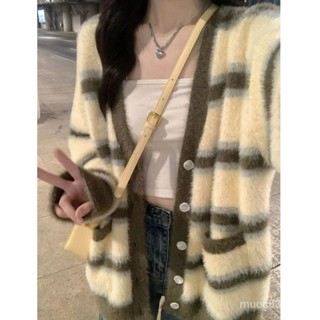 日係複古慵懶風開衫 毛衣女秋鼕設計感小眾加厚針織衫 寬鬆上衣外套 針織開衫