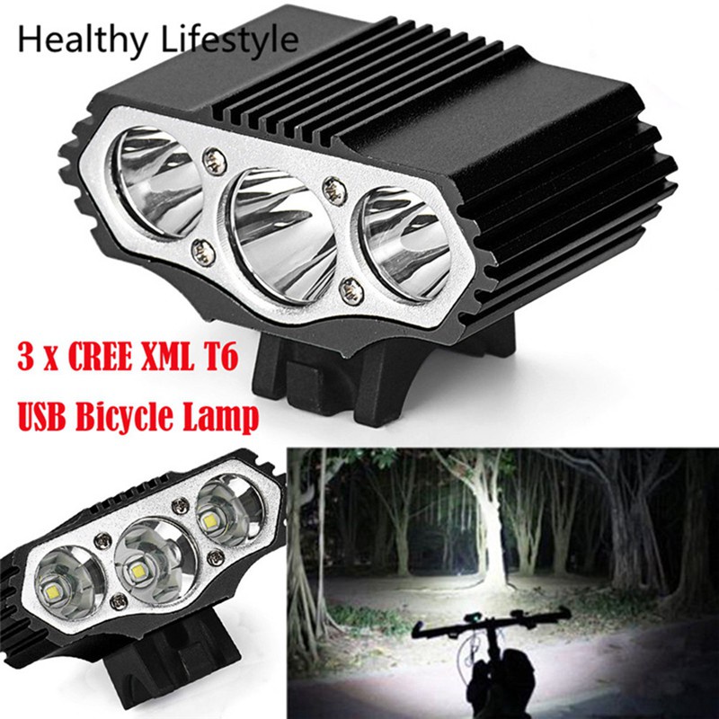 12000 Lm 3 x XML T6 LED 3 Modes Bicycle Lamp Bike Light Head