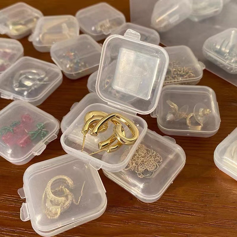 飾品透明收納盒迷你單格小盒子連蓋耳塞盒首飾項鍊收納塑膠小方盒