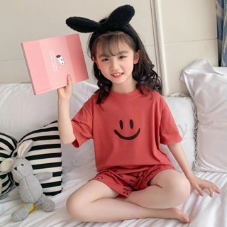 【臺出免運】女童冰絲睡衣夏季薄款短袖短褲可愛中大童女孩兒童家居服套裝 兒童睡衣 韓版兒童睡衣 居家服 兒童春夏新款男童女